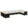 vidaXL 10-dijelni set vrtnih sofa s jastucima crni od poliratana
