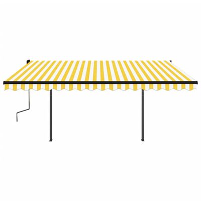 vidaXL Automatska tenda na uvlačenje sa stupovima 4x3,5 m žuto-bijela