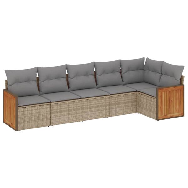 vidaXL 6-dijelni set vrtnih sofa s jastucima bež od poliratana
