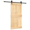 vidaXL Klizna vrata Prirodna i crna 100 x 210 cm Čvrsta borovina