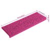vidaXL Prostirke za stepenice 15 kom 65x21x4 cm roze pravokutni rub