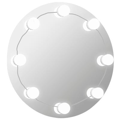 vidaXL Zidno ogledalo bez okvira s LED svjetlima okruglo stakleno