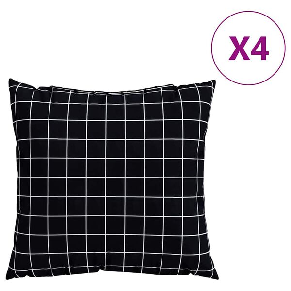 vidaXL Jastučići za raspr&scaron;enje Kockasto 4 pcs Crna Karirana 40 x 40 cm