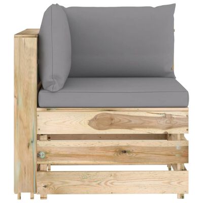 vidaXL Modularna kutna sofa s jastucima od zeleno impregniranog drva