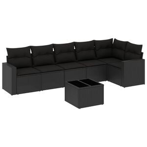 vidaXL 7-dijelni set vrtnih sofa od poliratana s jastucima crni