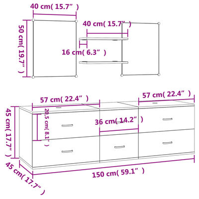 vidaXL 5-dijelni set kupaonskog namještaja boja hrasta drveni