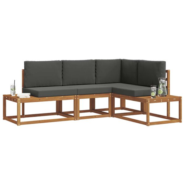 vidaXL Set vanjskih sofa s jastukom 4 Komad Prirodna i antracit