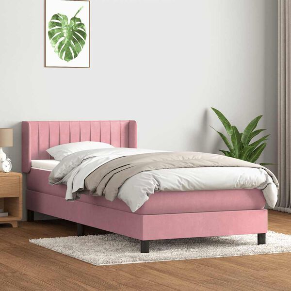 vidaXL Box spring krevet s madracem ružičasti 90x220 cm bar&scaron;unasti
