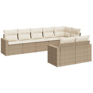 vidaXL 8-dijelni set vrtnih sofa od poliratana s jastucima bež