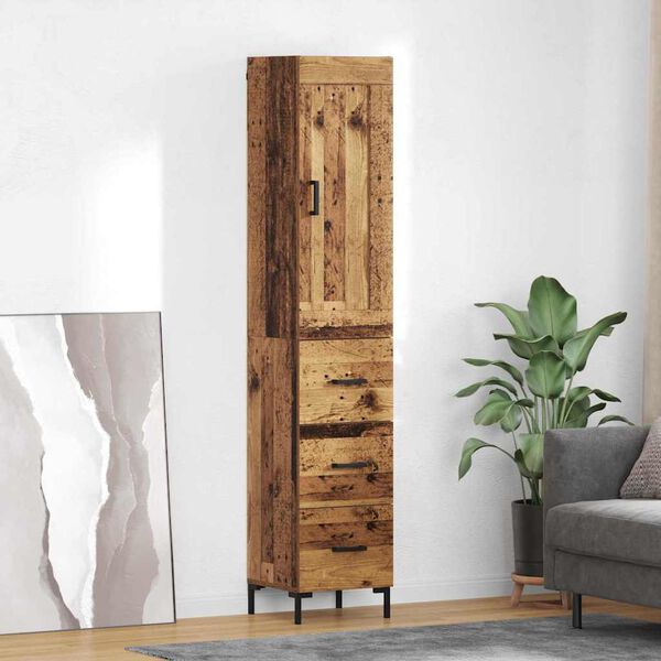 vidaXL Highboard Staro drvo 34,5 x 34 x 180 cm Konstruirano drvo