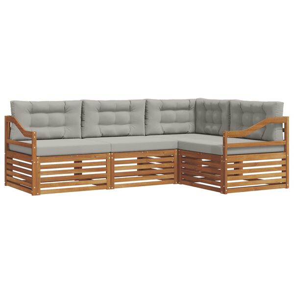 vidaXL Set vanjskih sofa s jastukom 4 pcs Prirodna i svijetlo siva