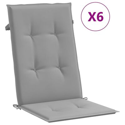 vidaXL Jastuci za vrtne stolice 6 kom sivi 120 x 50 x 3 cm od tkanine