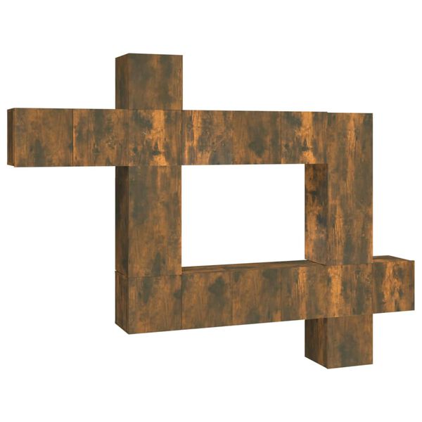 vidaXL 10-dijelni set TV ormarića boja dimljenog hrasta drveni