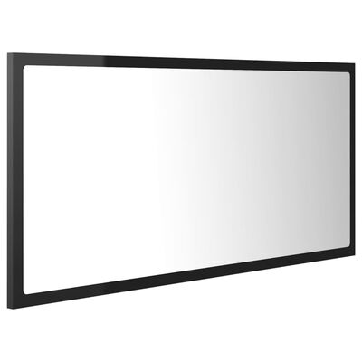 vidaXL LED kupaonsko ogledalo visoki sjaj crno 90x8,5x37 cm akrilno