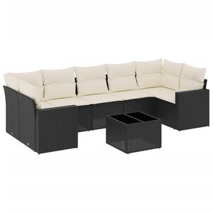 vidaXL 8-dijelni set vrtnih sofa od poliratana s jastucima crni