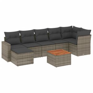 vidaXL 8-dijelni set vrtnih sofa od poliratana s jastucima sivi