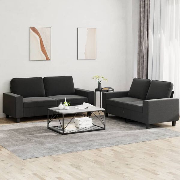 vidaXL 2-dijelni set sofa crni od tkanine