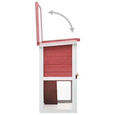 vidaXL Vanjska kućica za zečeve s 1 vratima crvena drvena
