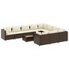 vidaXL 11-dijelni set vrtnih sofa od poliratana s jastucima smeđi