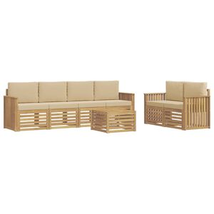 vidaXL Set vanjskih sofa 7 kom. Bijela i bež Poliester