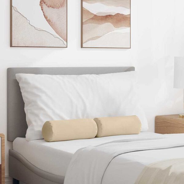 vidaXL Valjkasti jastučići 2 pcs Krema &Oslash; 15 x 40 cm Mikrofiber tkanina