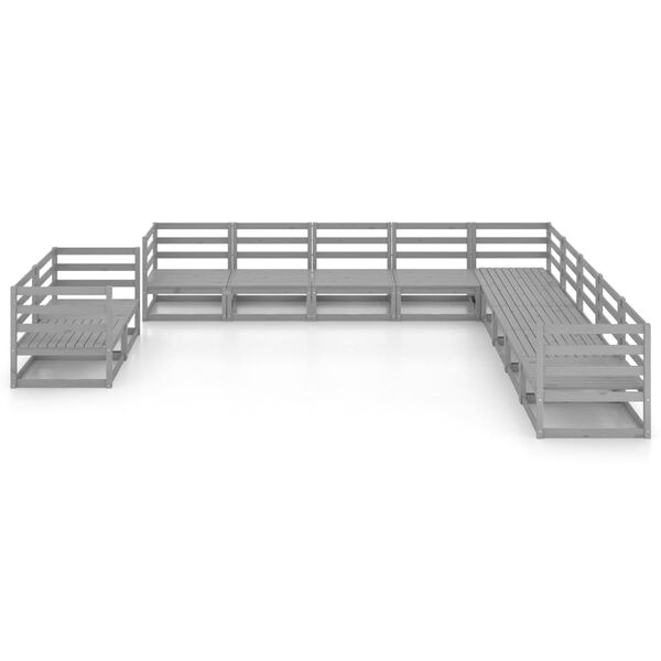 vidaXL 11-dijelna vrtna garnitura od masivne borovine siva