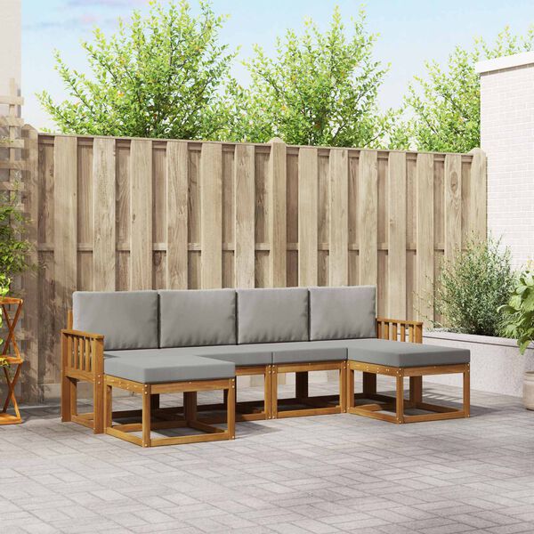 vidaXL Set vanjskih sofa s jastukom 6 pcs Prirodna i svijetlo siva