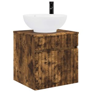 vidaXL Umivaonik s policom za zid Dimljeni hrast 49 x 44,5 x 66,5 cm