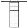 vidaXL Klizna vrata s priborom crna 76 x 205 cm od ESG stakla