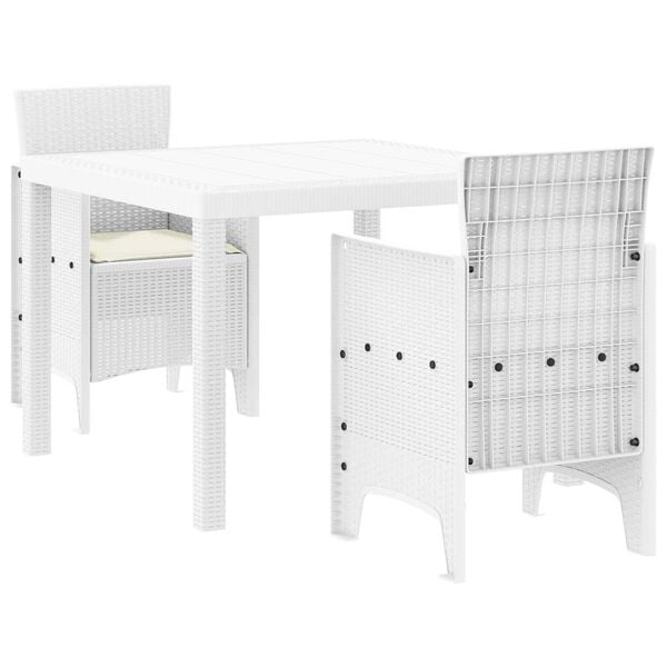 vidaXL Vrtni set za objed 3 pcs Bijelo Polt ratan