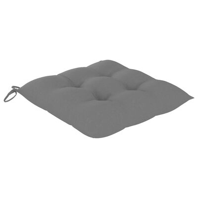 vidaXL 3-dijelni bistro set sa sivim jastucima od masivne tikovine