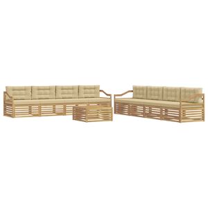 vidaXL Set vanjskih sofa 9 kom. Bijela i bež Poliester