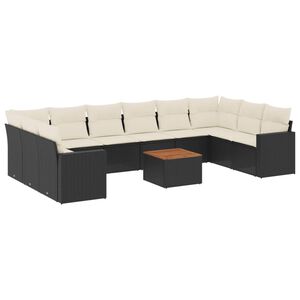 vidaXL 11-dijelni set vrtnih sofa od poliratana s jastucima crni