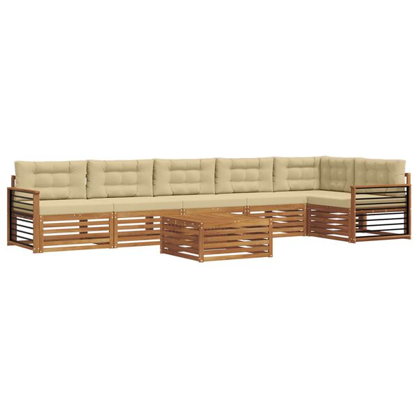 vidaXL Set vanjskih sofa s jastukom 7 pcs Prirodna i bež