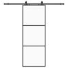 vidaXL Klizna vrata s priborom crna 76 x 205 cm od ESG stakla