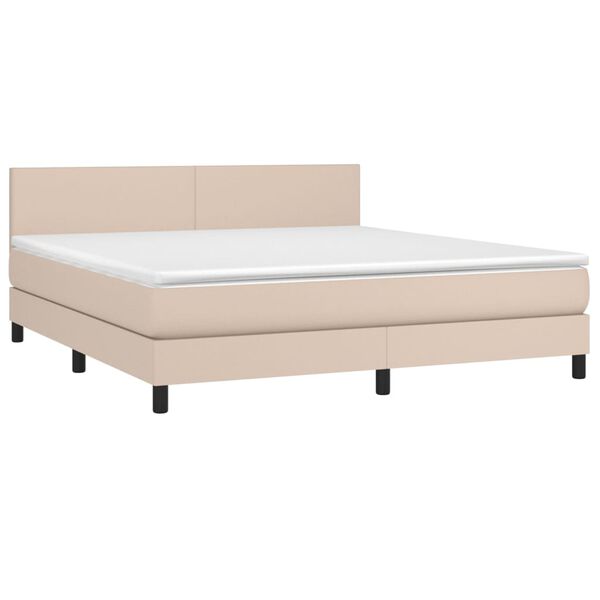 vidaXL Krevet box spring s madracem cappuccino 180x200 cm umjetna koža