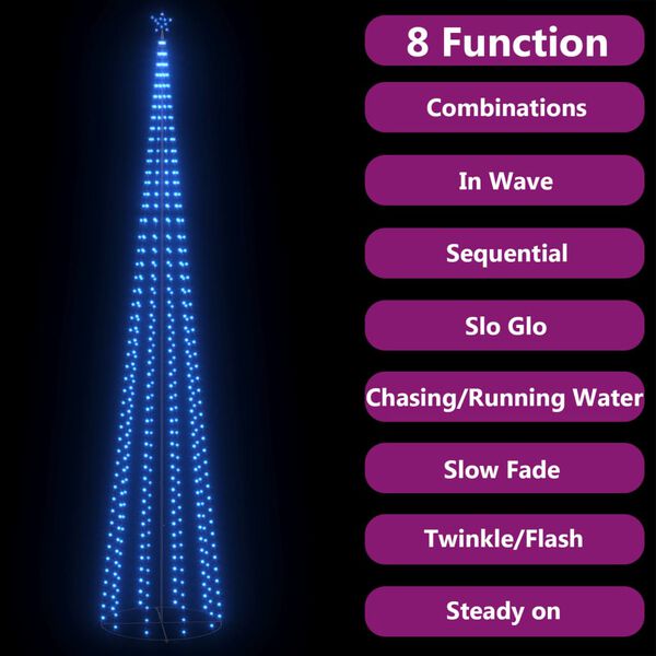 vidaXL Stožasto božićno drvce sa 752 plave LED žarulje 160 x 500 cm