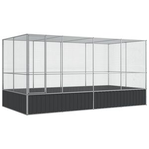 vidaXL Ptičja kućica s nastavkom srebrna 418x207x212 cm čelična