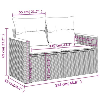vidaXL 11-dijelni set vrtnih sofa s jastucima bež od poliratana