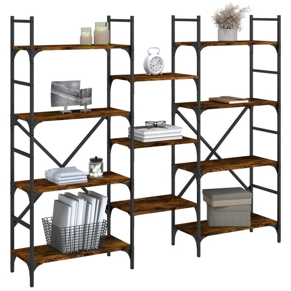 vidaXL Police za knjige boja dimljenog hrasta 160x28,5x136,5cm drvene