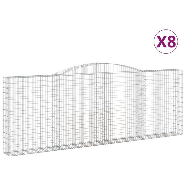 vidaXL Lučne gabionske košare 8 kom 400x30x140/160cm pocinčano željezo