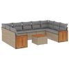 vidaXL 10-dijelni set vrtnih sofa s jastucima bež od poliratana