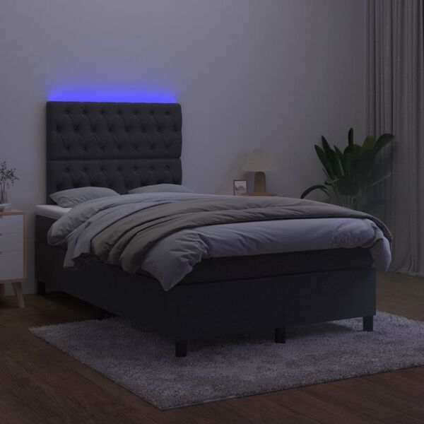 vidaXL Krevet box spring s madracem LED crni 120 x 190 cm bar&scaron;unasti