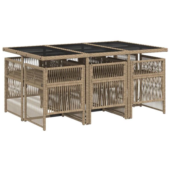 vidaXL 7-dijelni vrtni blagovaonski set od poliratana s jastucima bež