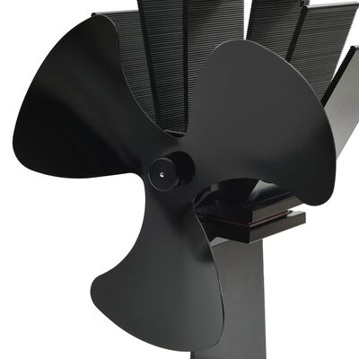 vidaXL Ventilator za peć na toplinski pogon s 3 lopatice crni