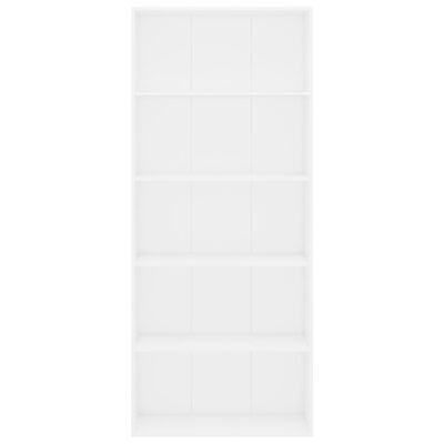 vidaXL Ormarić za knjige s 5 razina bijeli 80 x 30 x 189 cm drveni