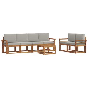 vidaXL Set vanjskih sofa s jastukom 7 pcs Prirodna i svijetlo siva