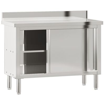 vidaXL Kuhinjski radni stol s kliznim vratima od nehrđajućeg čelika