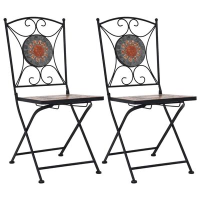 vidaXL Bistro stolice s mozaikom 2 kom narančasto-sive