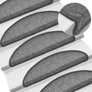 vidaXL Prostirke za stepenice 15 kom 56x17x3 cm tamno sive poluokrugle